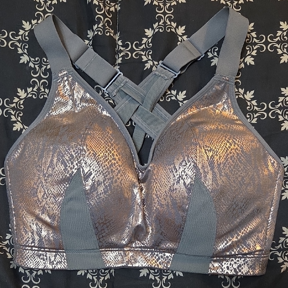 Shimmering Silver Women's Sports Bra